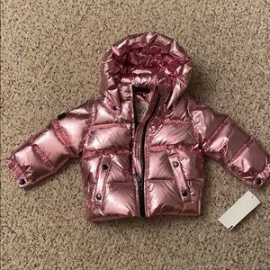 NWT sam. Baby Girls metallic pink puffer jacket